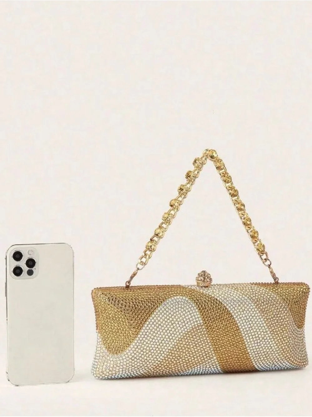 Gold Crystal Evening Clutch Handbag